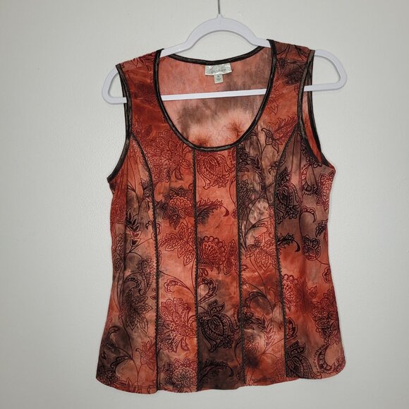 Vintage 90s y2k brown orange renaissance grunge fairy top size xl - Picture 1 of 6